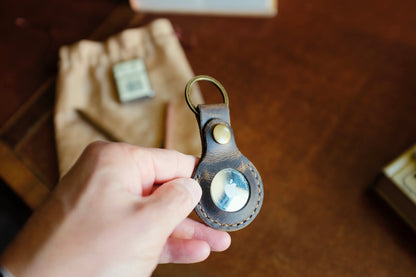 Leather AirTag Key Ring - Apple AirTag, Handmade Full-Grain Leather | Yarets Leather
