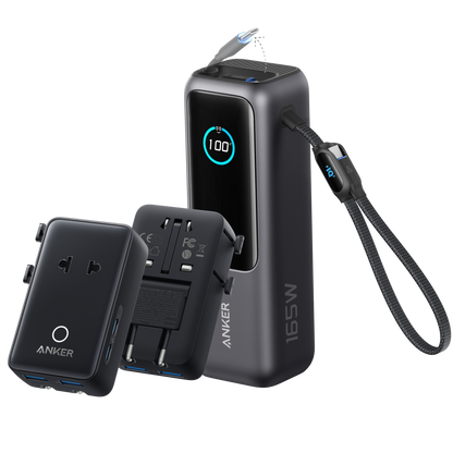 Anker Laptop Power Bank (25K, 165W, Built-In and Retractable Cables)
