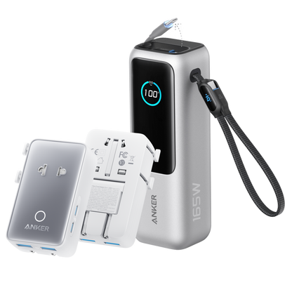 Anker Laptop Power Bank (25K, 165W, Built-In and Retractable Cables)