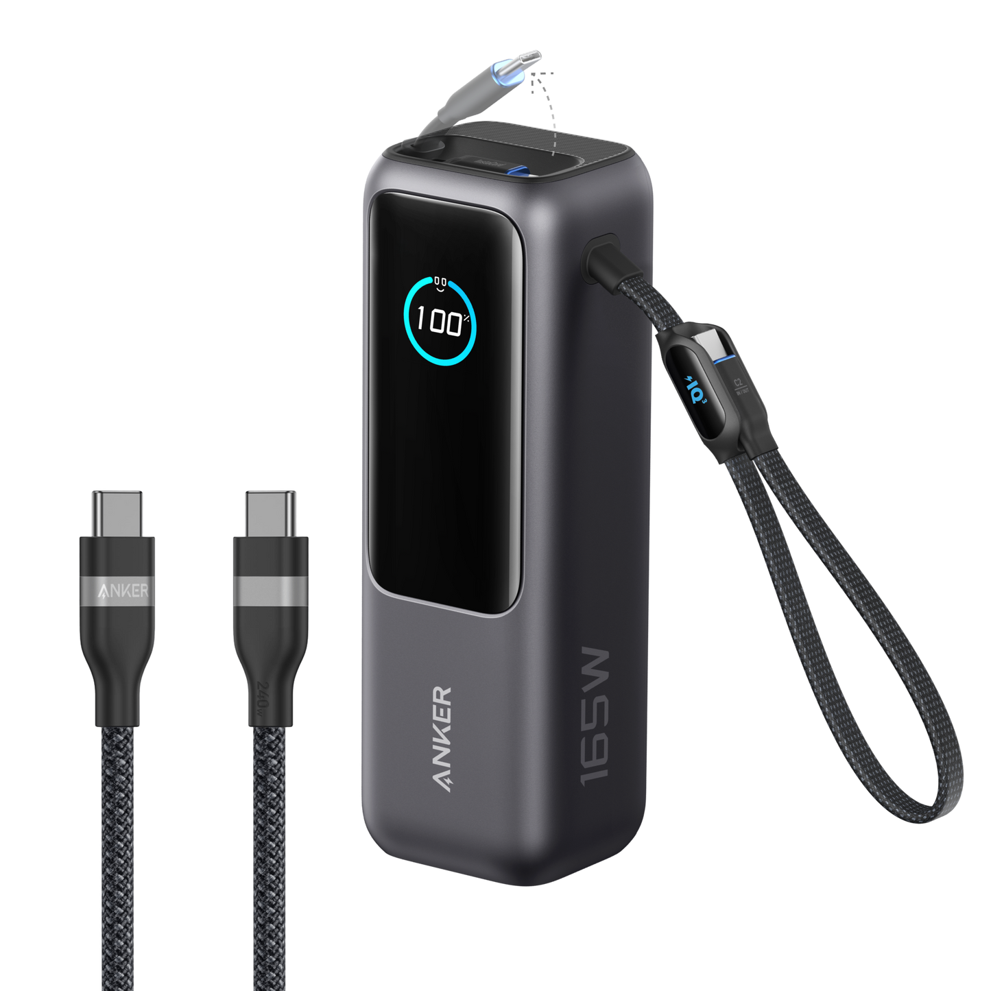 Anker Laptop Power Bank (25K, 165W, Built-In and Retractable Cables)