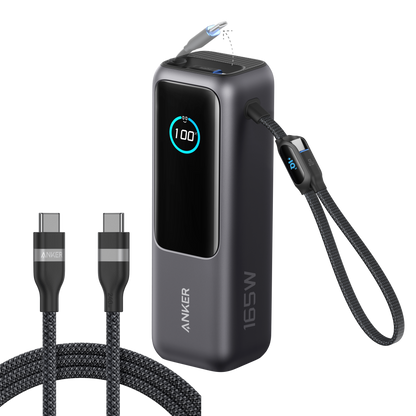 Anker Laptop Power Bank (25K, 165W, Built-In and Retractable Cables)