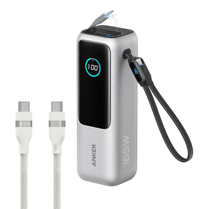 Anker Laptop Power Bank (25K, 165W, Built-In and Retractable Cables)