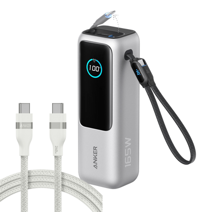 Anker Laptop Power Bank (25K, 165W, Built-In and Retractable Cables)