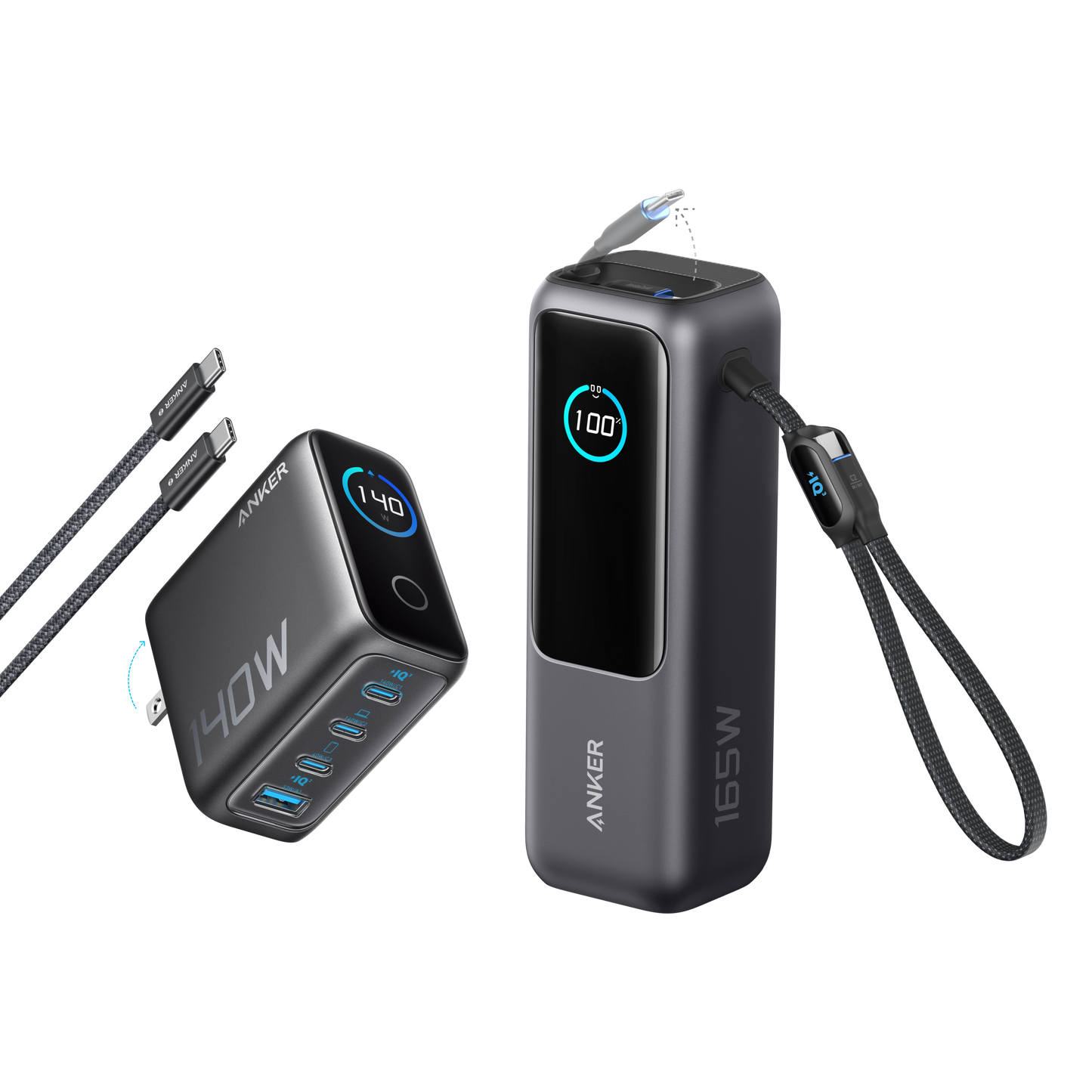Anker Laptop Power Bank (25K, 165W, Built-In and Retractable Cables)