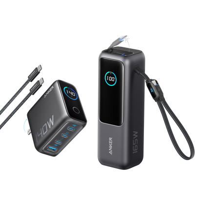 Anker Laptop Power Bank (25K, 165W, Built-In and Retractable Cables)