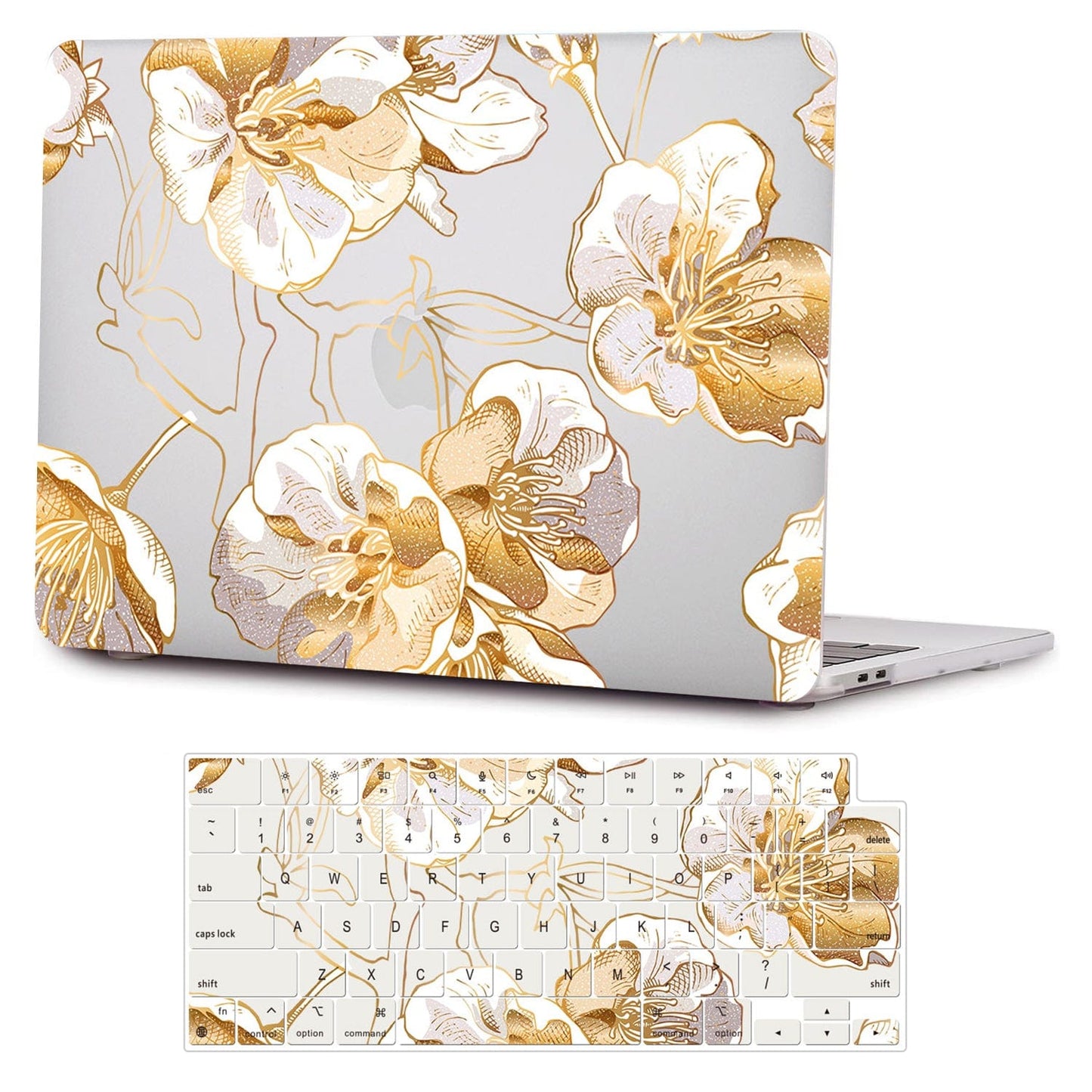 MacBook Pro Clear 14-inch (M1–M5, M5 Pro/M5 Max) Case - Gold Botanical Design
