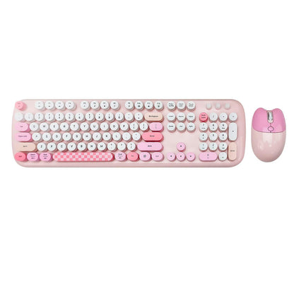 Wireless Keyboard & Mouse Combo - Silent Click, Colorful 104 Keys