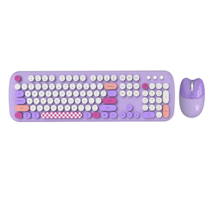 Wireless Keyboard & Mouse Combo - Silent Click, Colorful 104 Keys