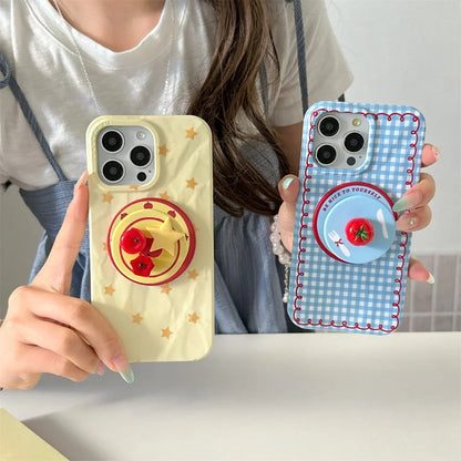 Fashion Wrinkle Texture Plaid Pattern Magnetic Phone Case For iPhone