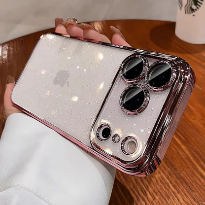 Ultra Thin Slim Plating Transparent Glitter PC Case  For iPhone
