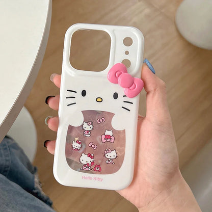 Glitter Laser Love Heart Hello Kitty Phone Case For iPhone