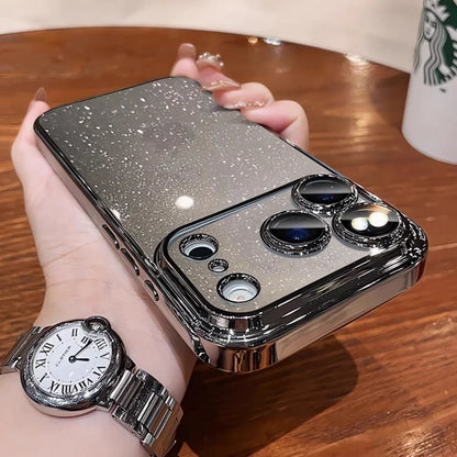 Ultra Thin Slim Plating Transparent Glitter PC Case  For iPhone