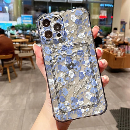 Cute Flower Wallet Card Bag Phone Case