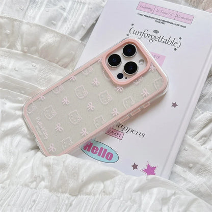 Cute Cartoon Hello Kitty Pet Cat Shockproof Candy Clear Pink Phone Case
