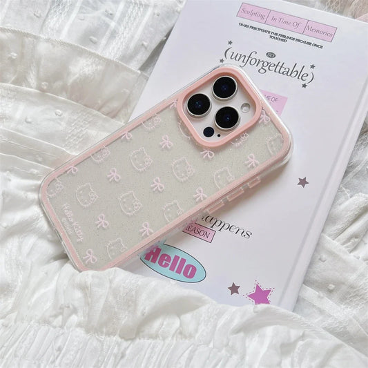 Cute Cartoon Hello Kitty Pet Cat Shockproof Candy Clear Pink Phone Case