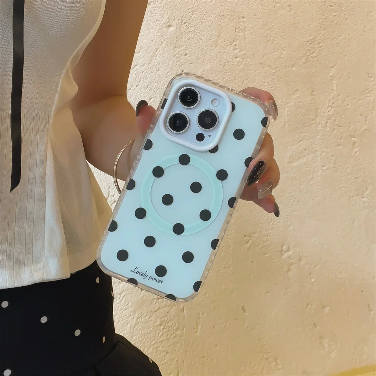 Fashion Simple Pink Polka Dot Magnetic Phone Case For iPhone