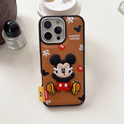 Kawaii Cartoon Mickey Leather Phone Case For iPhone