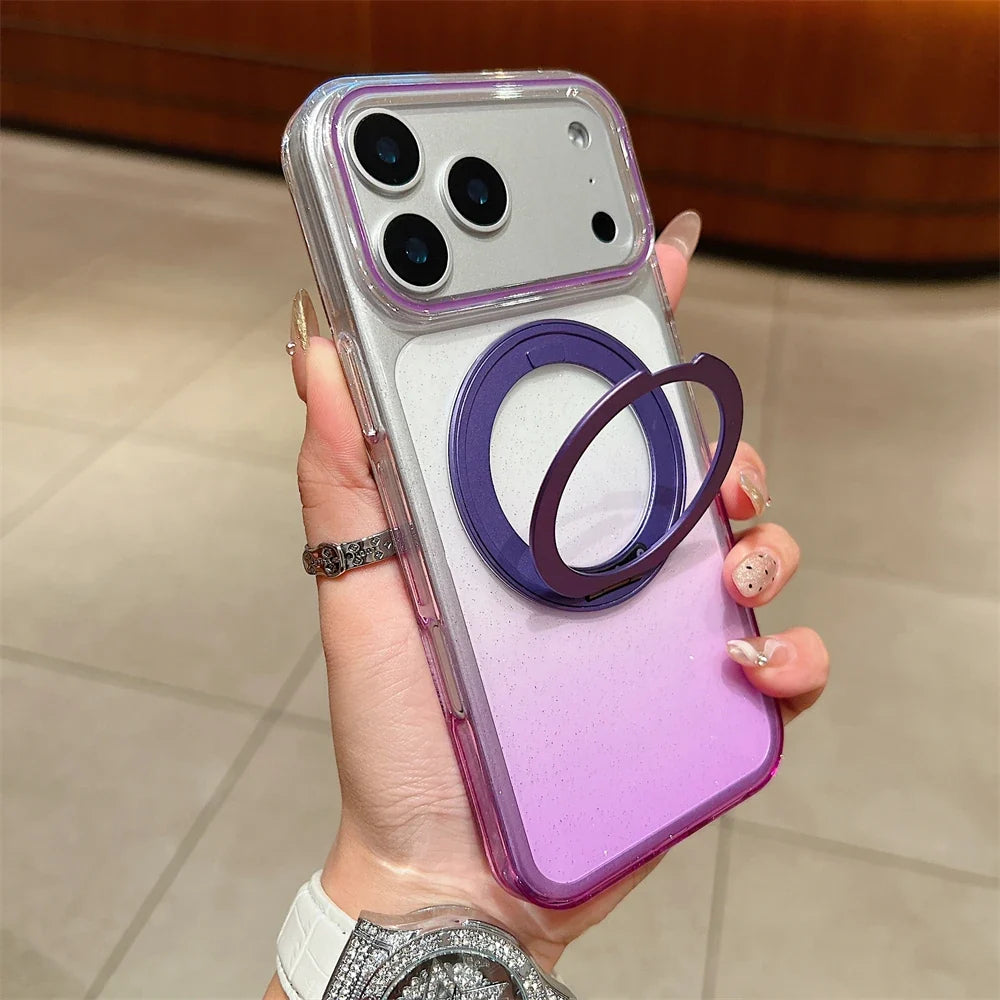 Transparent 360°Rotating Metal Holder Ring Bracket For Magsafe Magnetic Case For iPhone