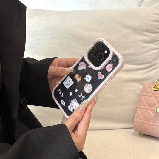 Glitter Bling Diamond Frame Cute Cartoon Pattern Hello Kitty Phone Case