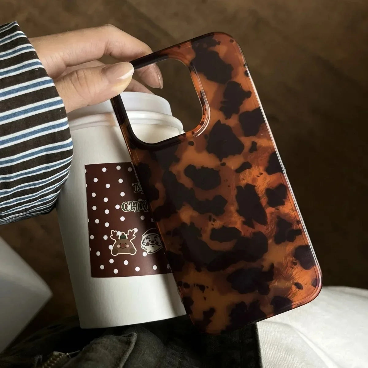 Retro Amber Texture Laser Phone Case For iPhone