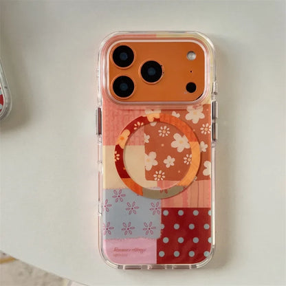 Retro Flower Cute Magnetic Phone Case For iPhone