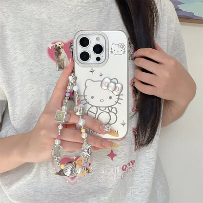 Luxury Glitter Hello Kitty Silver Phone Case For iPhone