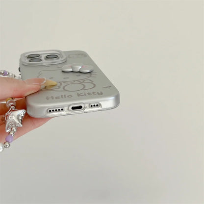 Luxury Glitter Hello Kitty Silver Phone Case For iPhone