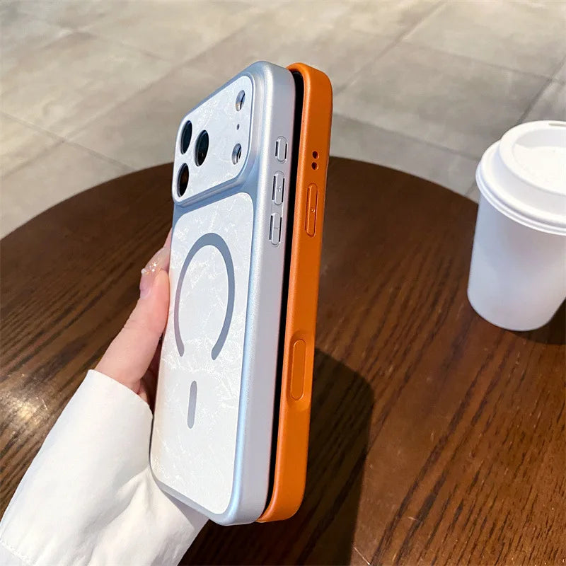 Luxury Solid Colors Large Window Leather Texture Magnetic Phone Case For iPhone