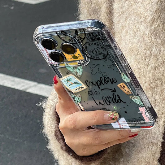 Travel Inspired Airplane Route Design Cover Transparent Phone Case