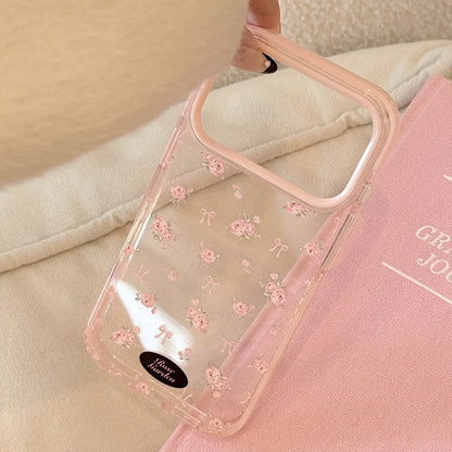 Korean Full Screen Pink Rose Flowers Magnetic Phone Case For iPhone