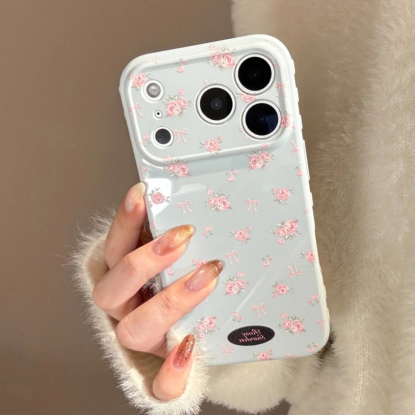 Korean Full Screen Elegant Rose Flower Pattern Soft Phone Case For iPhone
