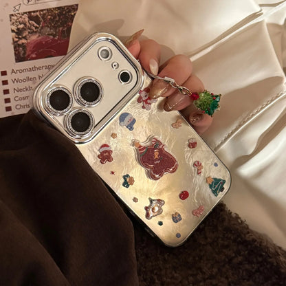 3D Cartoon Gingerbread Man Christmas Tree Pendant Phone Case For iPhone