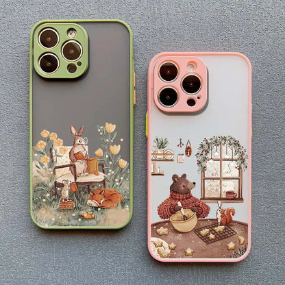 Cartoon Animal Bear Fox Squirrel Phone Case For iPhone