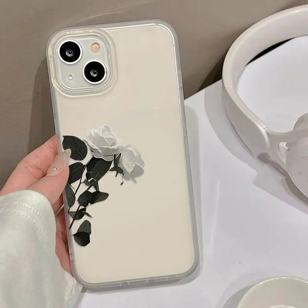 Flower Matte Silicone Soft Cover Clear Fundas Phone Case