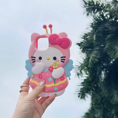 Kawaii Pink Bee Sanrios Hello Kitty Stereoscopic Phone Case