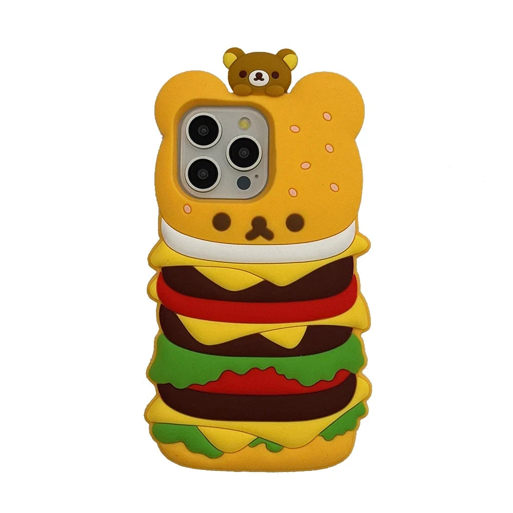 Cute 3D Cartoon Rilakkuma Hamburger Phone Case