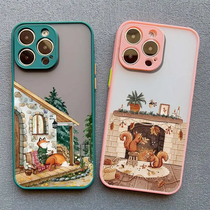 Cartoon Animal Bear Fox Squirrel Phone Case For iPhone