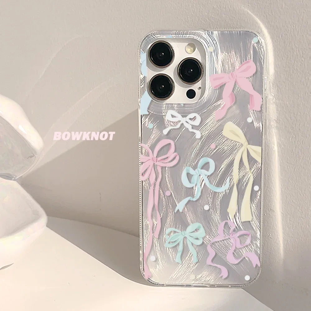 Luxury Laser Silver Bow Phone Case