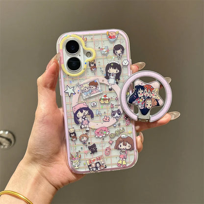 Japanese Cartoon Anime Girls Magnetic Phone Case For iPhone