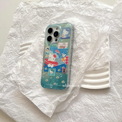 Y2k Girl Ins Summer Blue Oceans HelloKitty Cats Phone Case