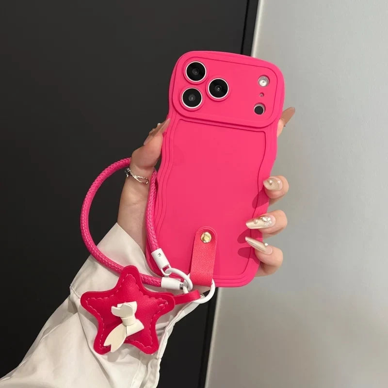 3D Wave Silicone Lanyard Case For iPhone