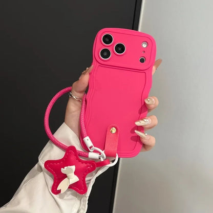 3D Wave Silicone Lanyard Case For iPhone