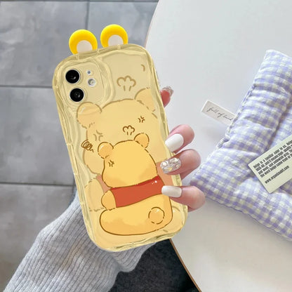 3D Ears Toy Stitch Mickey Minnie Winnie Disney Cartoon Phone Case For iPhone