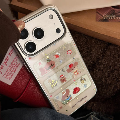 Korean Christmas Style Cartoon Puppy Silver Edge Plating Phone Case For iPhone