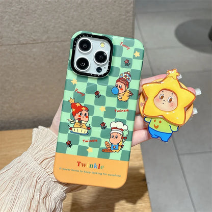 Fashion Green Plaid Pattern Magnetic Phone Case For iPhone