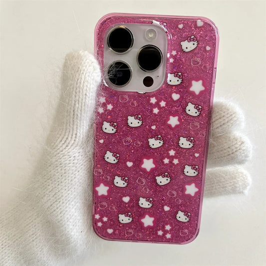 Bling Glitter Stars Hello Kitty Phone Case