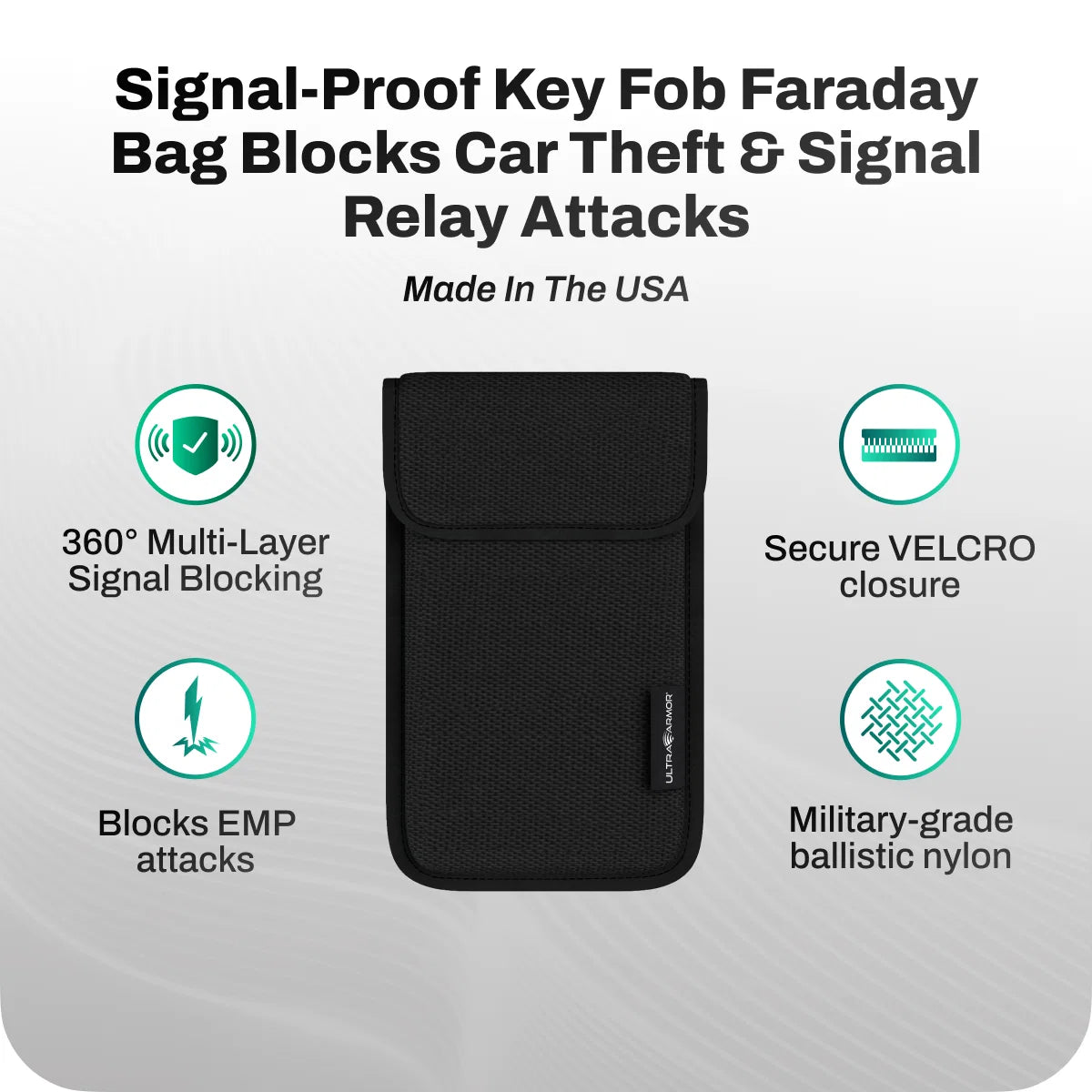 Ultra Armor Cybersecurity & Privacy Key Fob Faraday Bag