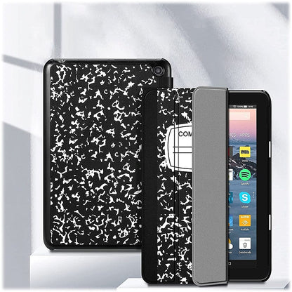 Composition Book Theme Vegan Leather Folio Case - Amazon Fire 7 (2022)