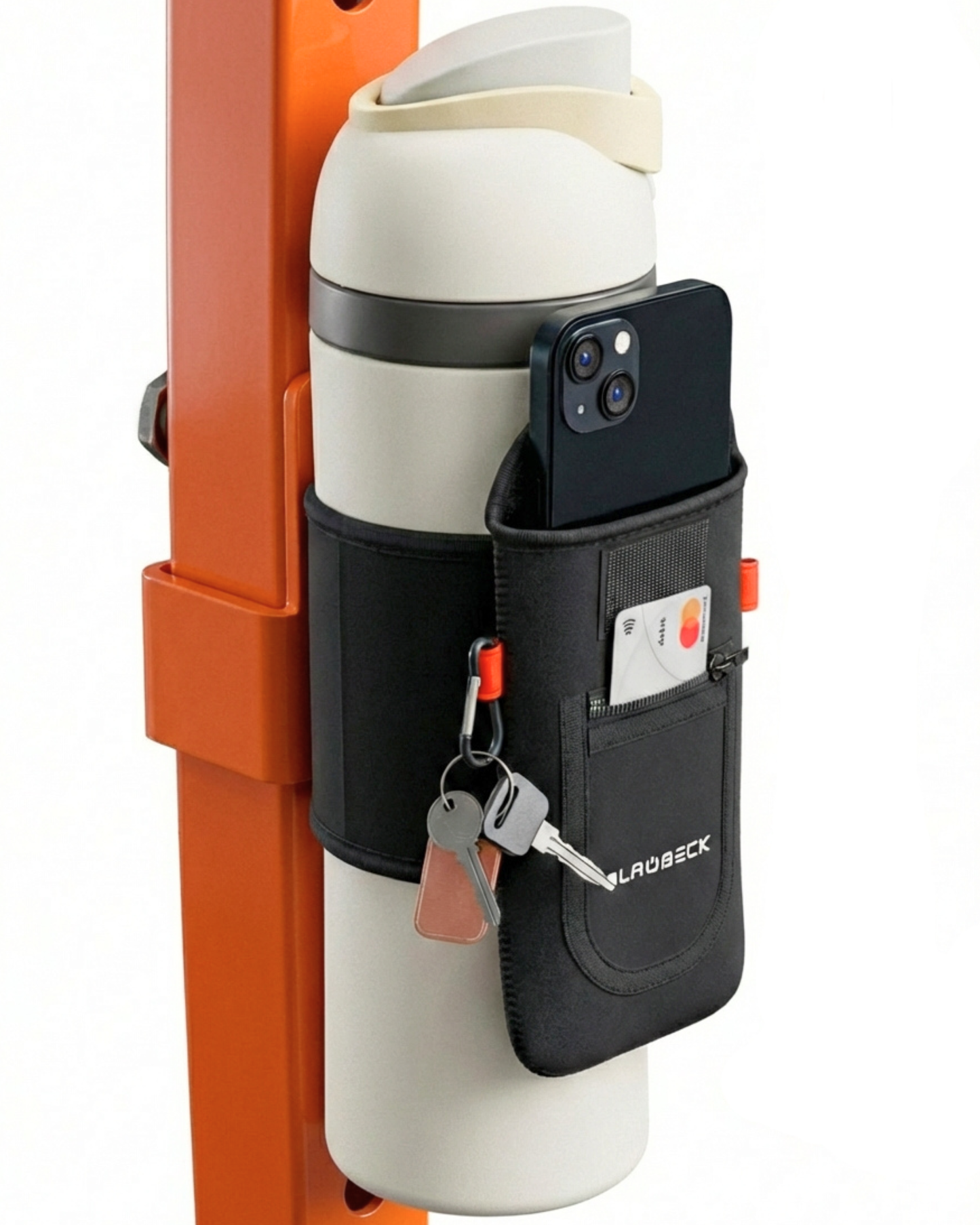 Magnetic Water Bottle Sleeve for Gym | Attaches to Metal Equipment | Fits 18-40oz Bottles | Phone Pocket | BLAUBECK