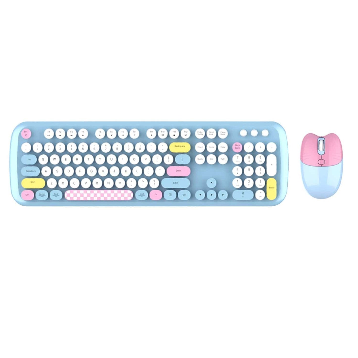 Wireless Keyboard & Mouse Combo - Silent Click, Colorful 104 Keys